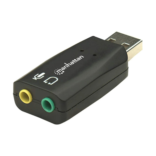 Adaptador Audio Manhattan 150859 Micrófonos y Altavaces 5.1 virtual USB Negro