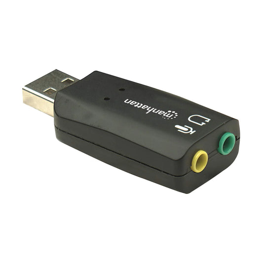 Adaptador Audio Manhattan 150859 Micrófonos y Altavaces 5.1 virtual USB Negro