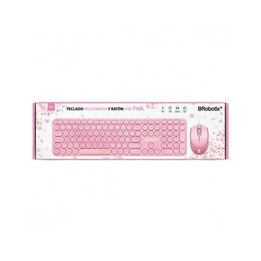 Kit Teclado Y Mouse Multimedia BRobotix Pink 6001196 Edición Especial Rosa