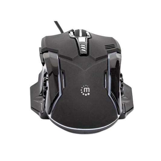Mouse Gamer Manhattan 179256 6 Botones 3200 Dpi iluminación LED de colores ambidiestro negro Negro
