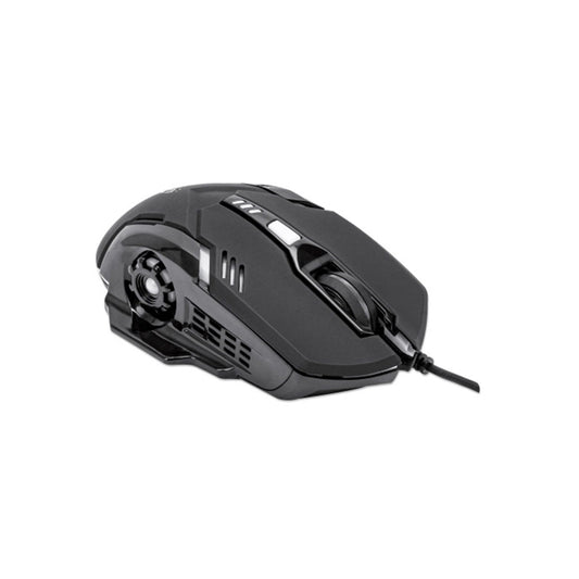 Mouse Gamer Manhattan 179256 6 Botones 3200 Dpi iluminación LED de colores ambidiestro negro Negro