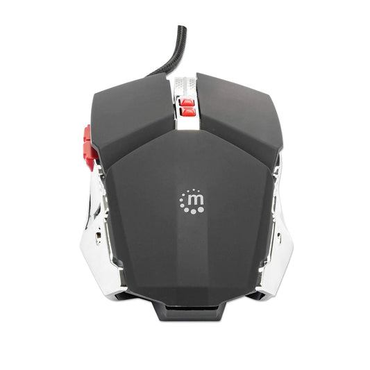 Mouse Gamer Manhattan 179348 7 Botones 3200 Dpi iluminación LED de colores negro Negro
